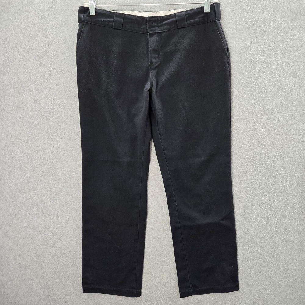 Dickies Women Pants 12 Black Chino Straight Workwear Mid Rise 30‎ in Inseam